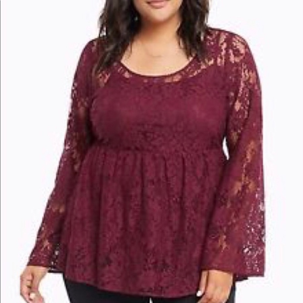 Torrid Burgundy Lace Tunic Plus Size 2